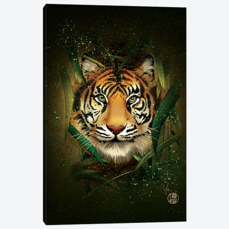 Tiger And Bamboo Canvas Print #MUP86} by Marine Loup Canvas Art