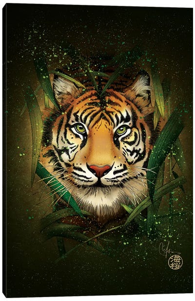 Tiger And Bamboo Canvas Art Print - Marine Loup