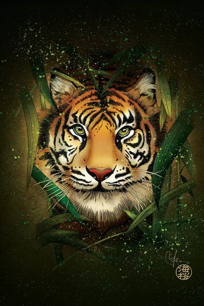 Tigers: Tiger And Bamboo by Marine Loup