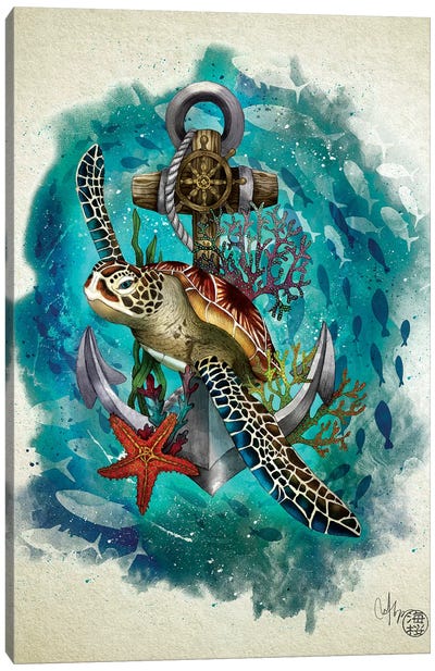 Turtle And The Sea Canvas Art Print - Marine Loup