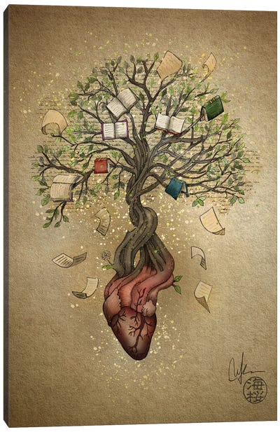 The Heart Of The Story Canvas Art Print - Book Art