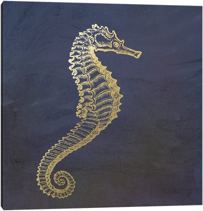 Golden Seahorse Canvas Art Print - Ramona Murdock