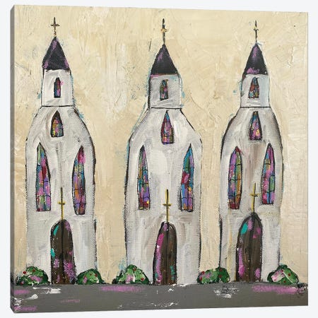 Three Churches Canvas Print #MUW17} by Melanie Sunshine Underwood Canvas Wall Art