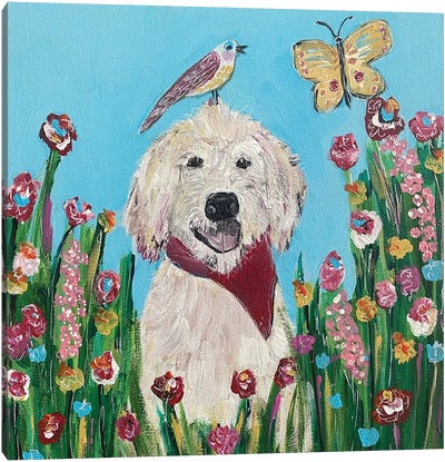 Happy Dog Canvas Art Print - Melanie Sunshine Underwood