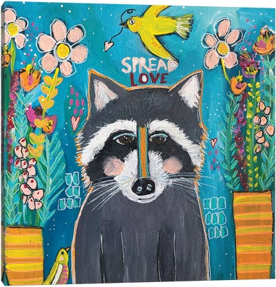 Spread Love Canvas Art Print - Raccoon Art