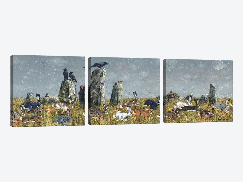 The Running Of The Hares by Maggie Vandewalle 3-piece Canvas Art Print
