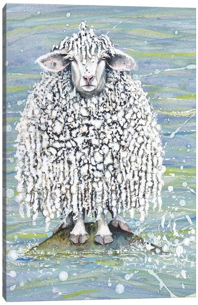 Ethel's Seaside Visit Canvas Art Print - Sheep Art