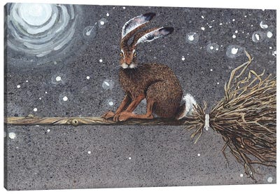 Flyaway Hare Canvas Art Print - 3-Piece Fine Art