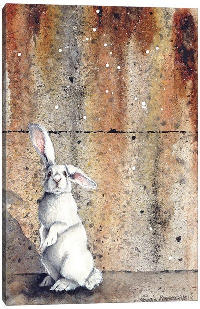 Concrete Bunny Canvas Art Print - Maggie Vandewalle
