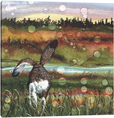 Lolloping Canvas Art Print - Rabbit Art