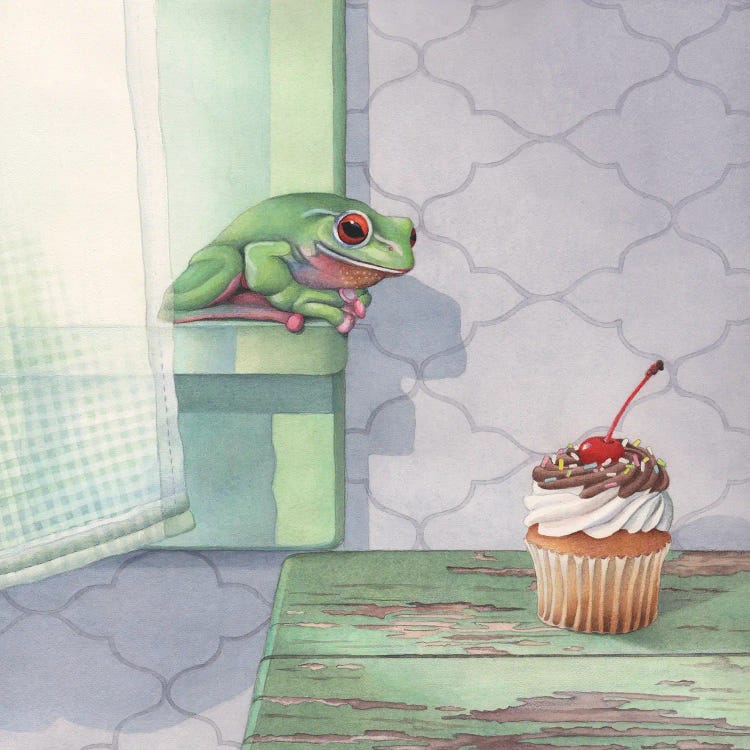 Frog Covets Cupcake by Marvindale wall art