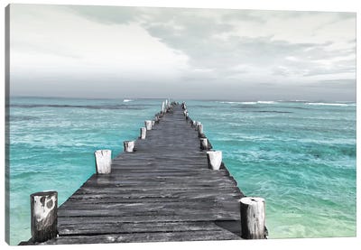 Dock At Sea Recolor Canvas Art Print - Nautical Scenic Photography