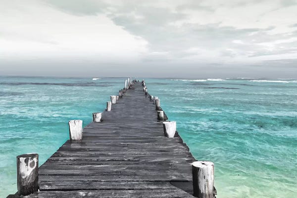 Large Coastal Art - Canvas Prints: Dock At Sea Recolor by Milli Villa