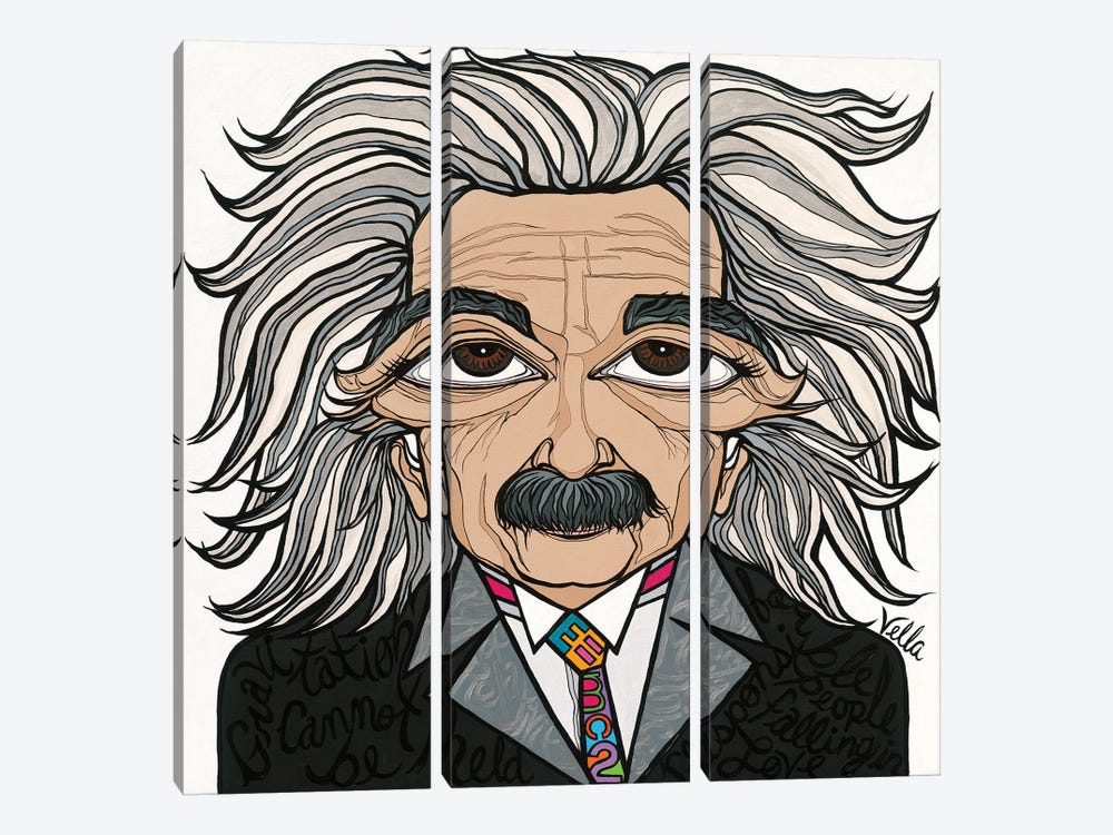 Genius Albert Einstein by Michelle Vella 3-piece Canvas Art