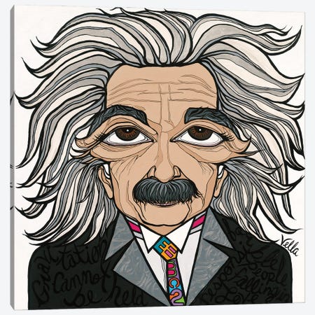 Genius Albert Einstein Canvas Print #MVL12} by Michelle Vella Canvas Art