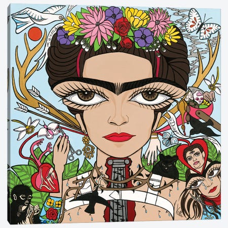I Have Wings- Frida Kahlo Canvas Print #MVL14} by Michelle Vella Canvas Art Print