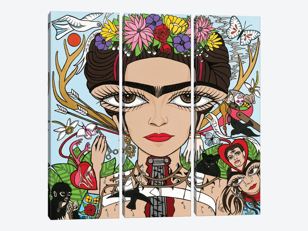 I Have Wings- Frida Kahlo by Michelle Vella 3-piece Canvas Art