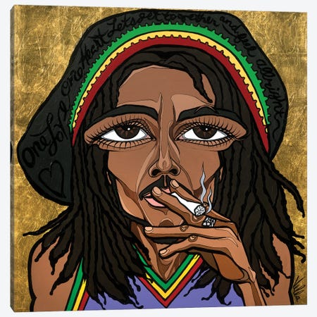 One Love- Bob Marley Canvas Print #MVL23} by Michelle Vella Canvas Art Print