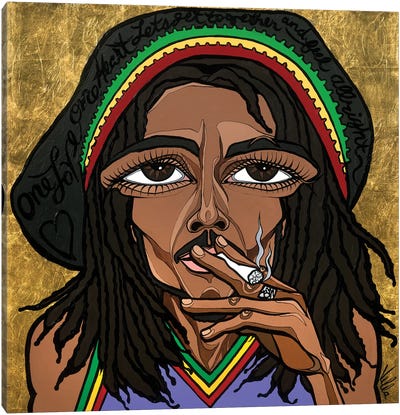 One Love- Bob Marley Canvas Art Print - Marijuana