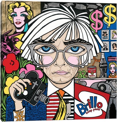 Pop Genius- Andy Warhol Canvas Art Print - Humor Art
