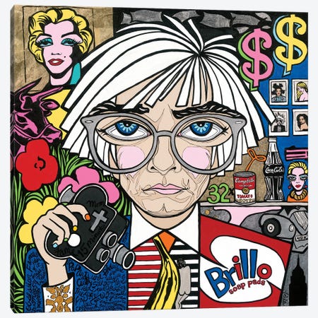 Pop Genius- Andy Warhol Canvas Print #MVL24} by Michelle Vella Canvas Art