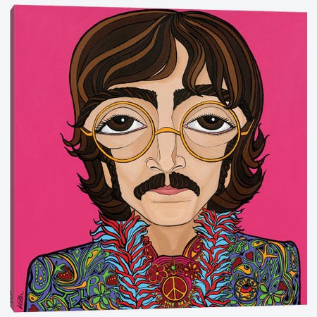 The Rebel- John Lennon Canvas Print #MVL31} by Michelle Vella Canvas Art