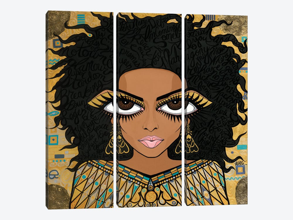 Woman In Gold- Diana Ross by Michelle Vella 3-piece Canvas Print