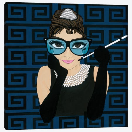 Audrey In Black & Blue Canvas Print #MVL3} by Michelle Vella Canvas Art
