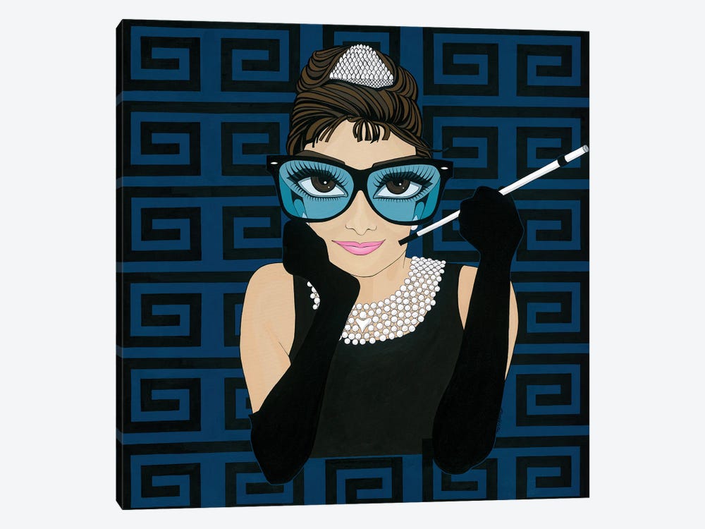 Audrey In Black & Blue by Michelle Vella 1-piece Canvas Art