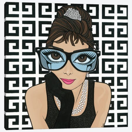 Audrey In Givenchy Canvas Print #MVL4} by Michelle Vella Art Print