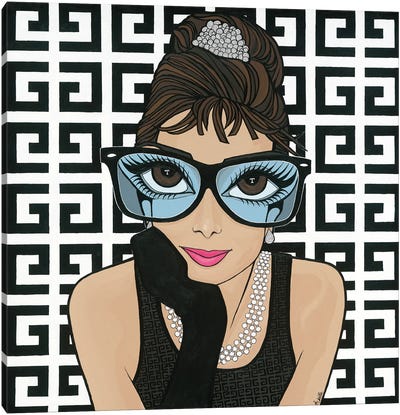 Audrey In Givenchy Canvas Art Print - Preppy Pop Art