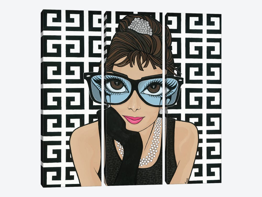Audrey In Givenchy by Michelle Vella 3-piece Art Print
