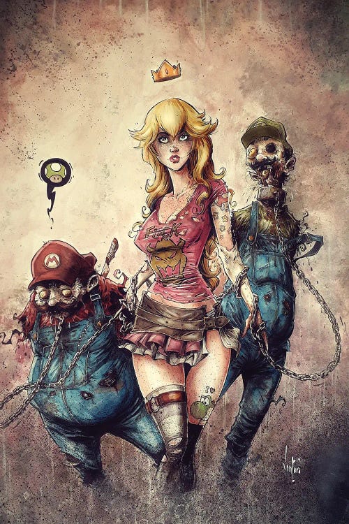 Princess Peach The Walking Dead by Marcelo Ventura wall art