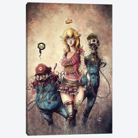 Princess Peach The Walking Dead Canvas Print #MVN1} by Marcelo Ventura Canvas Artwork