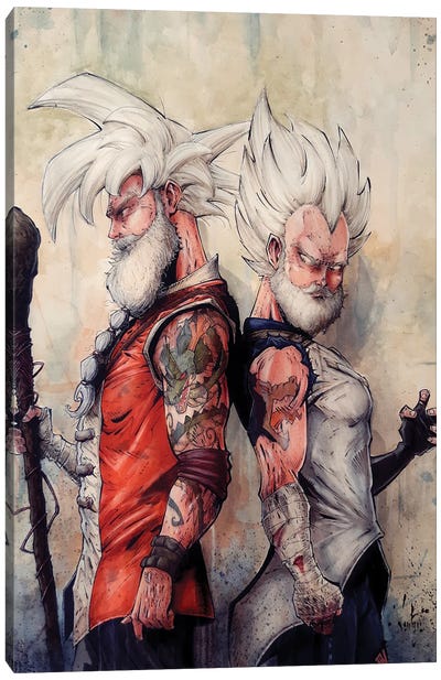 Master Goku and Vegeta Canvas Art Print - Portrait Art