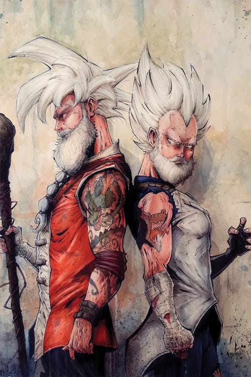 Master Goku and Vegeta by Marcelo Ventura wall art