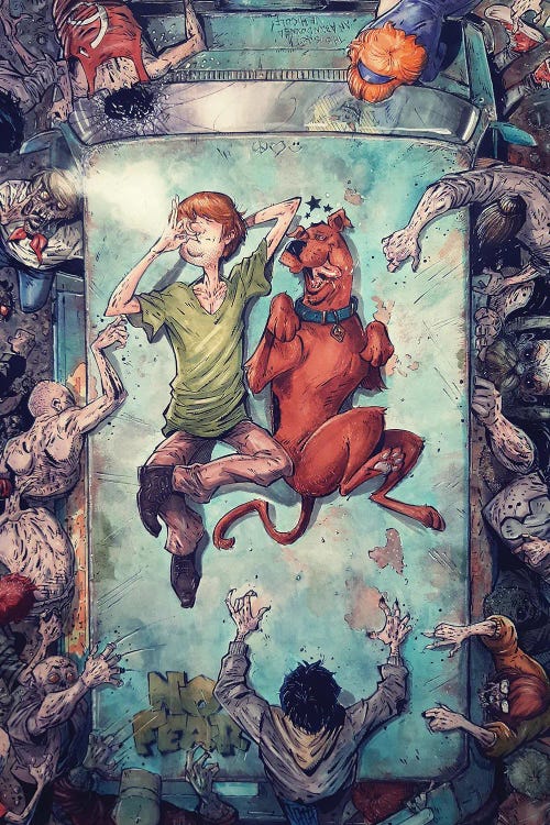 Shaggy and Scooby Good Vibes by Marcelo Ventura wall art