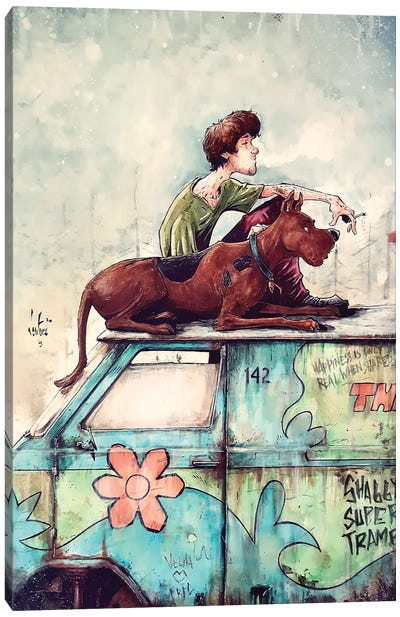 Shaggy Super Tramp Canvas Art Print - Kids Animal Art