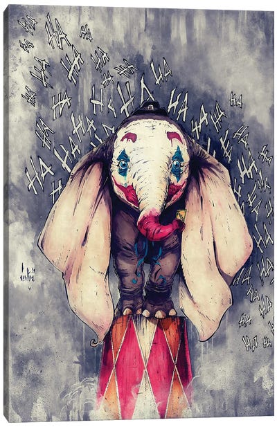 Dumbo Joker Canvas Art Print - Marcelo Ventura