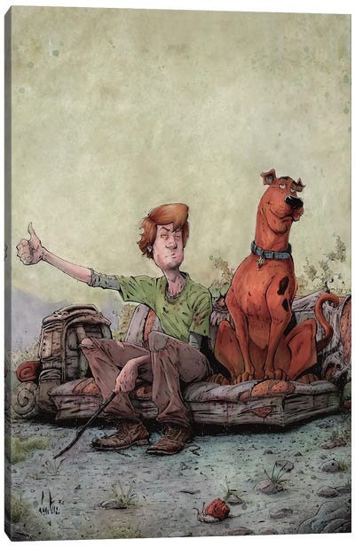 Scooby And Shaggy Canvas Art Print - Animated & Comic Strip Character Art