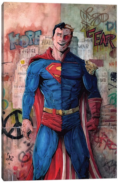 Superman Vs Homelander Canvas Art Print - Fictional Character Art