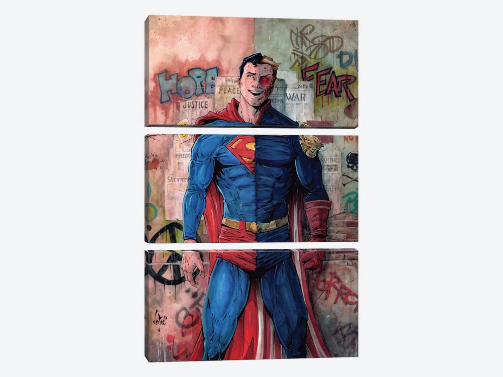 Superman Vs Homelander by Marcelo Ventura 3-piece Canvas Print