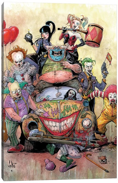 Psycho Circus Canvas Art Print - Evil Clown Art