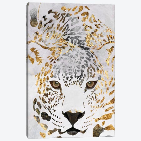 White Gold Jaguar Canvas Print #MVS104} by Sarah Manovski Canvas Art