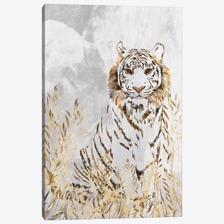 White Gold Tiger Canvas Print #MVS106} by Sarah Manovski Canvas Wall Art