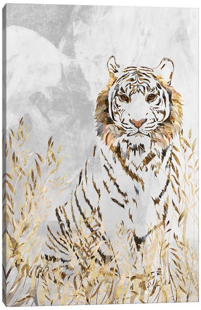 White Gold Tiger Canvas Art Print - Tiger Art