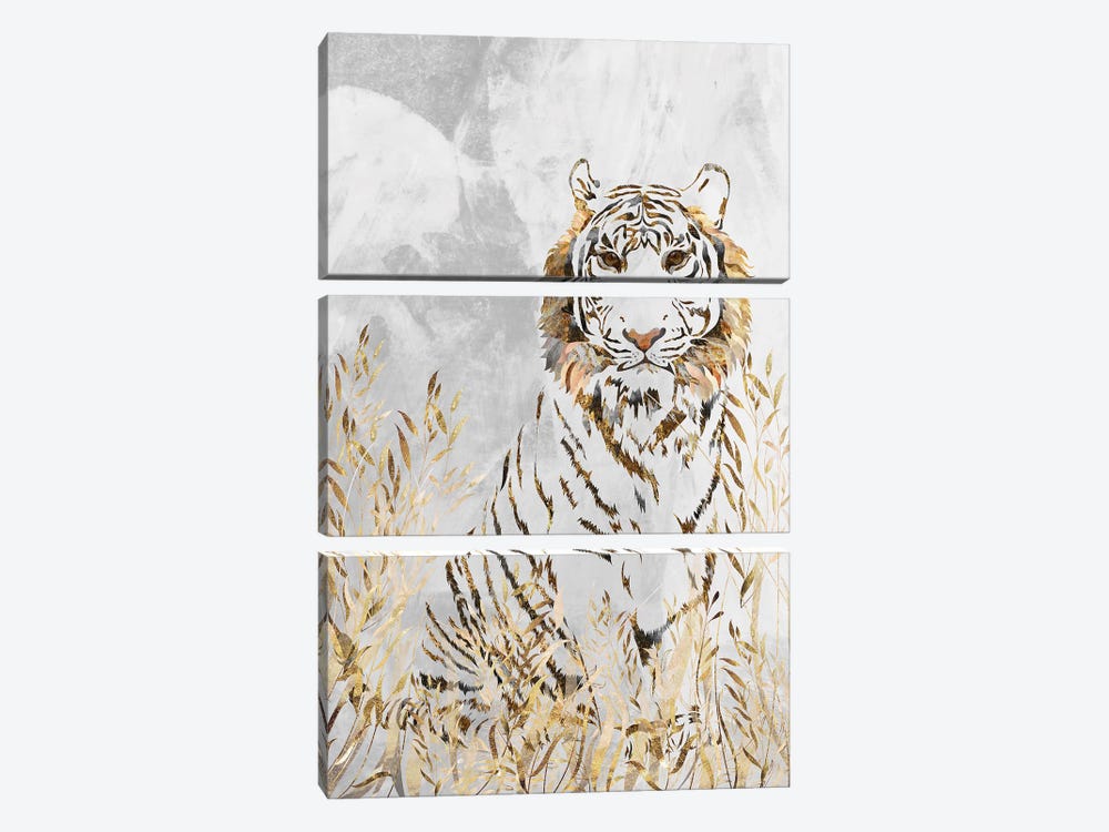 White Gold Tiger by Sarah Manovski 3-piece Canvas Artwork