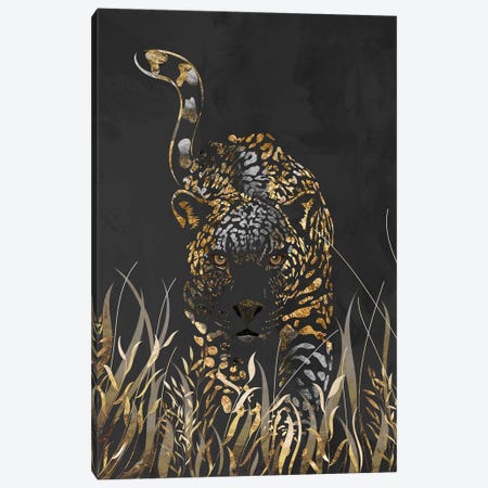 Black Gold Jaguar Canvas Print #MVS107} by Sarah Manovski Canvas Artwork