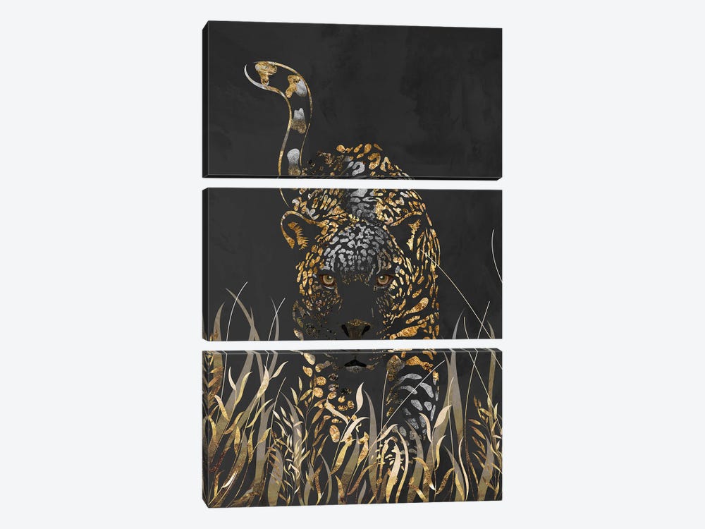 Black Gold Jaguar by Sarah Manovski 3-piece Canvas Print