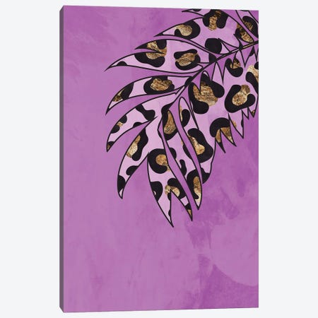 Pink Leopar Print Leaf Canvas Print #MVS108} by Sarah Manovski Canvas Art Print